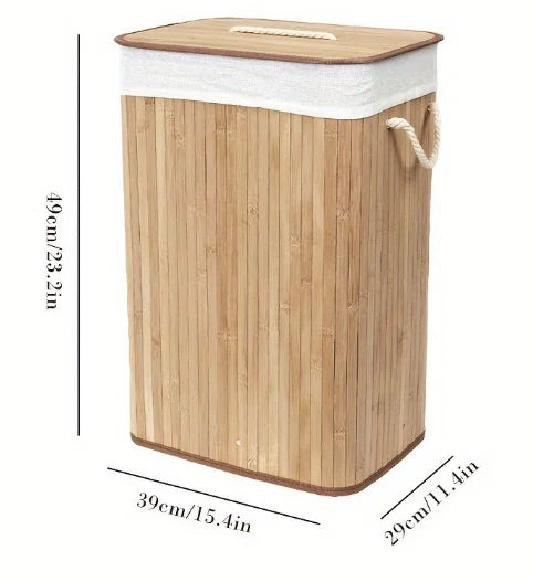 Cesto De Roupa Suja Bambu Com Tampa