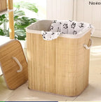 Cesto De Roupa Suja Bambu Com Tampa