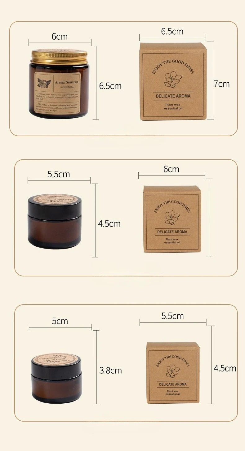 Copo de vidro marrom vela de aromaterapia sem fumaça vela de cera perfumada para decoração de casa aniversário dia dos namorados presente de natal frasco de vidro