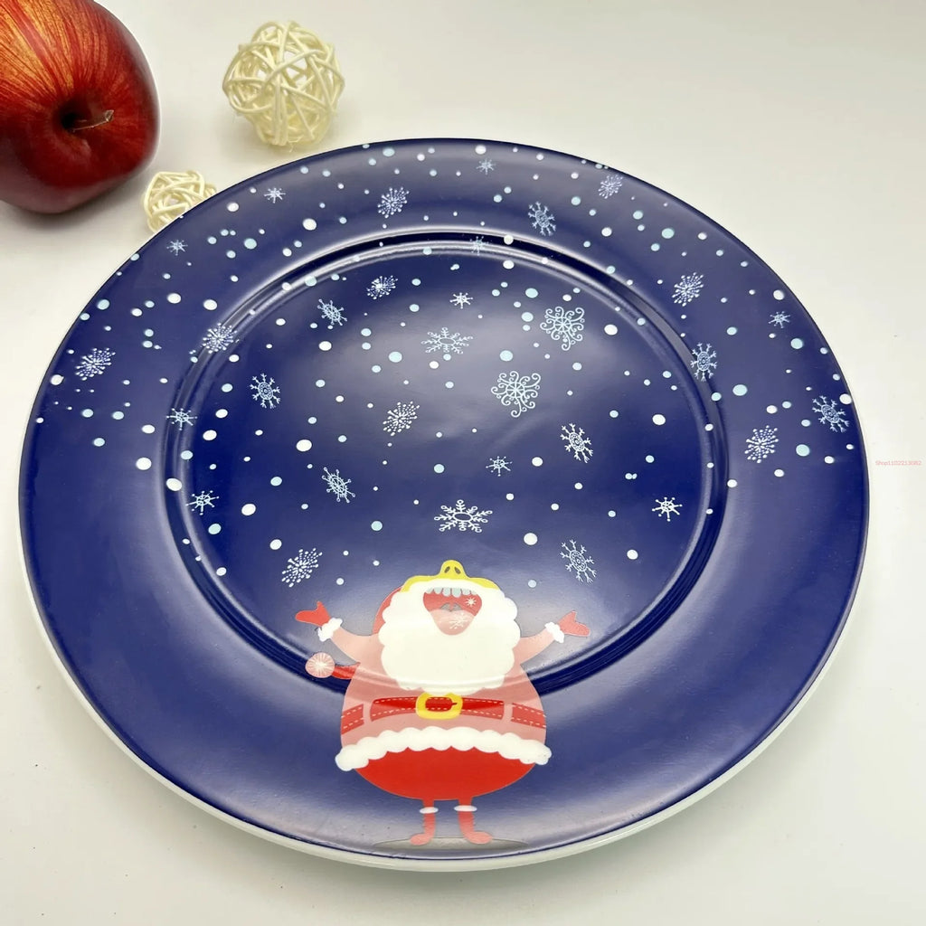 Coleção de Pratos Natalinos: Porcelana Ilustrada com Cenas de Inverno