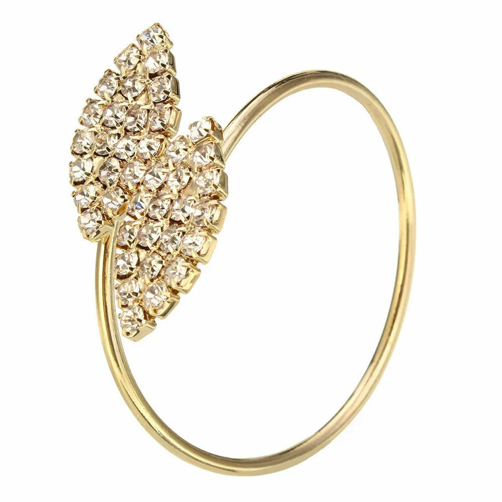 Porta-Guardanapo Folhas de Cristal: Brilho Dourado para Mesas Inesquecíveis