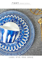 Estilo europeu simples e luxuoso selo azul prato de jantar ocidental bife decoração chá da tarde dim sum bolo talheres