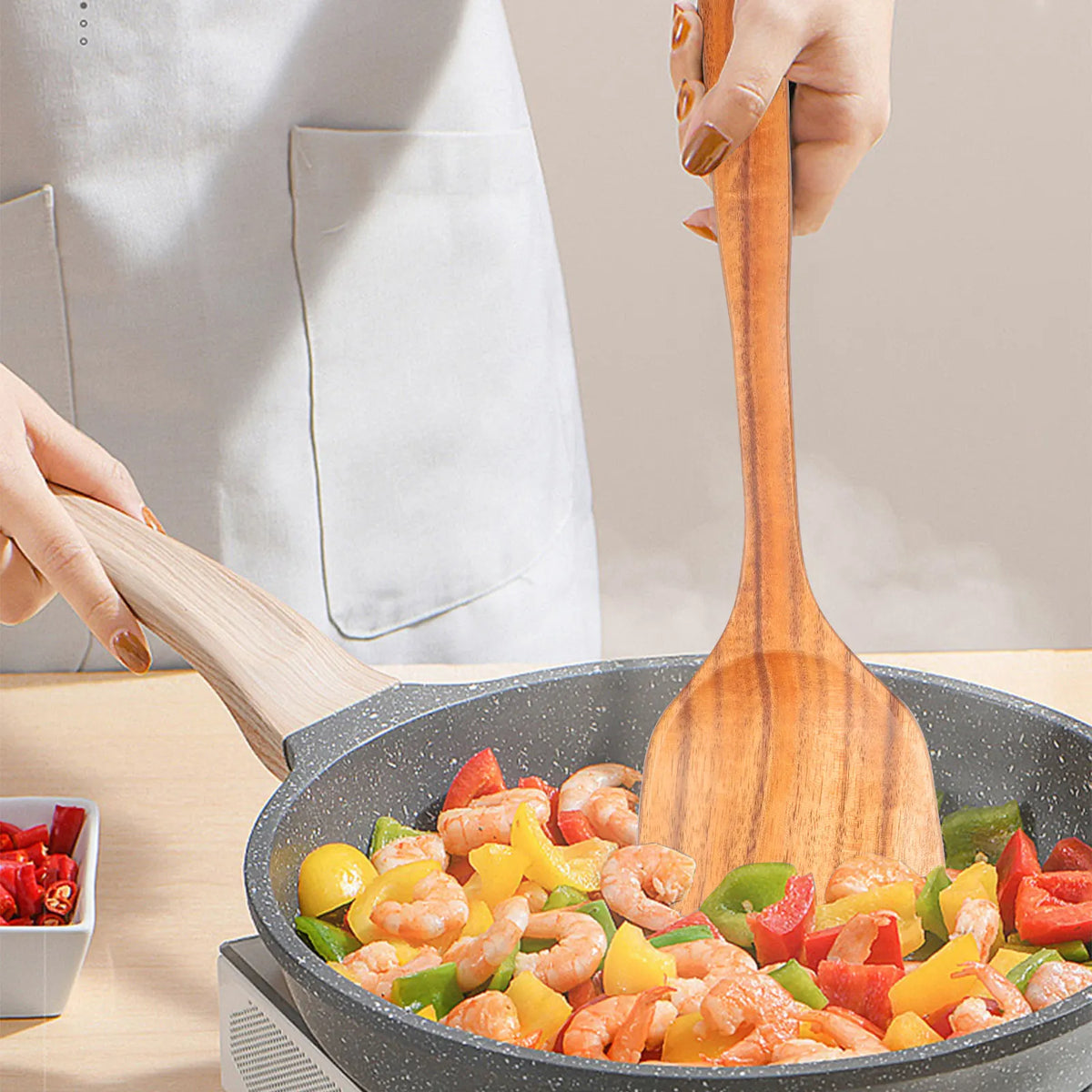 Kit Utensílios de Madeira Teca: Natural, Artesanal e Feito para Durar
