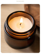 Copo de vidro marrom vela de aromaterapia sem fumaça vela de cera perfumada para decoração de casa aniversário dia dos namorados presente de natal frasco de vidro