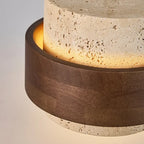 Luminária Pendente Estilo Lustre com Detalhe em Pedra e Madeira