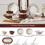 Conjunto de louça  com estampa "Retro Rose"  luxuosa