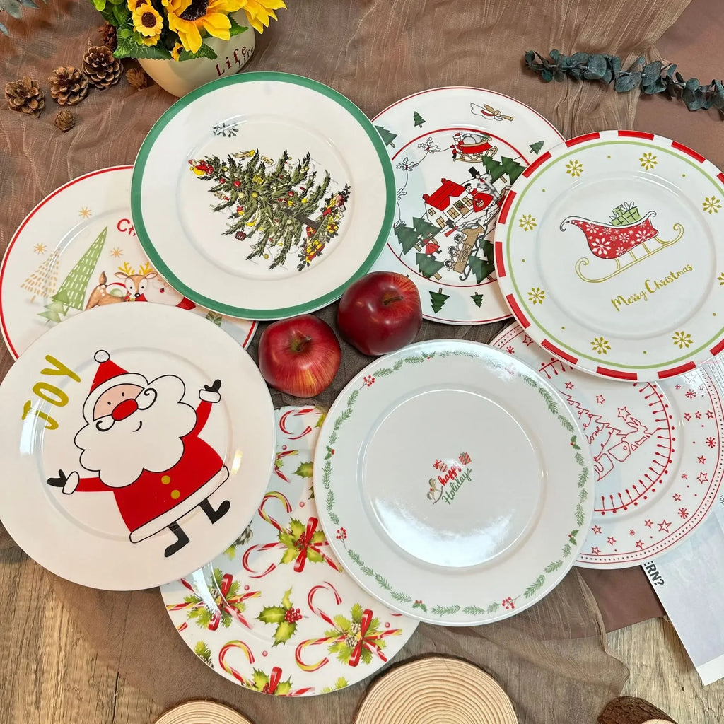Coleção de Pratos Natalinos: Porcelana Ilustrada com Cenas de Inverno