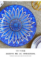 Estilo europeu simples e luxuoso selo azul prato de jantar ocidental bife decoração chá da tarde dim sum bolo talheres