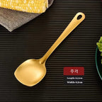 Kit Utensílios Dourados: Aço Inoxidável Premium para Cozinha de Chef