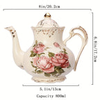 Conjunto de xícaras florais de cerâmica marfim