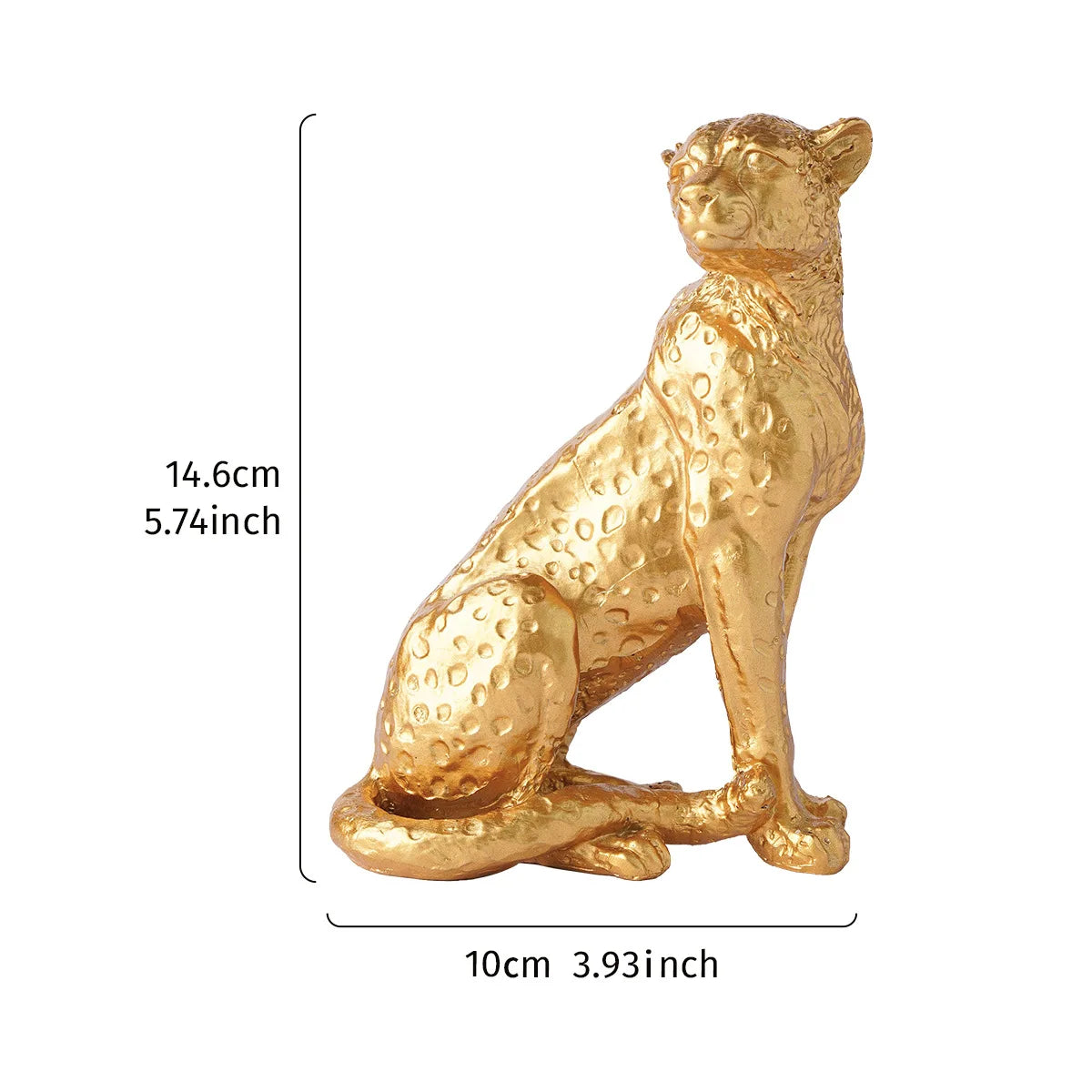 Par de Onças Douradas: Escultura Texturizada em Dourado Metálico