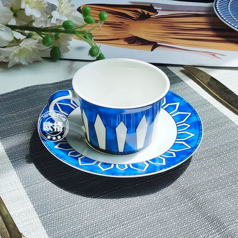 Estilo europeu simples e luxuoso selo azul prato de jantar ocidental bife decoração chá da tarde dim sum bolo talheres