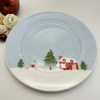Coleção de Pratos Natalinos: Porcelana Ilustrada com Cenas de Inverno