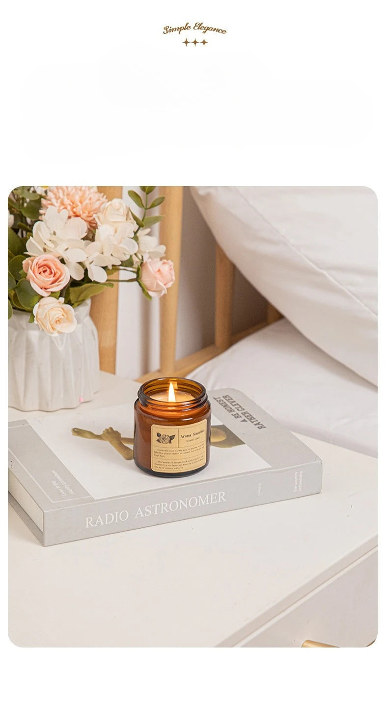 Copo de vidro marrom vela de aromaterapia sem fumaça vela de cera perfumada para decoração de casa aniversário dia dos namorados presente de natal frasco de vidro