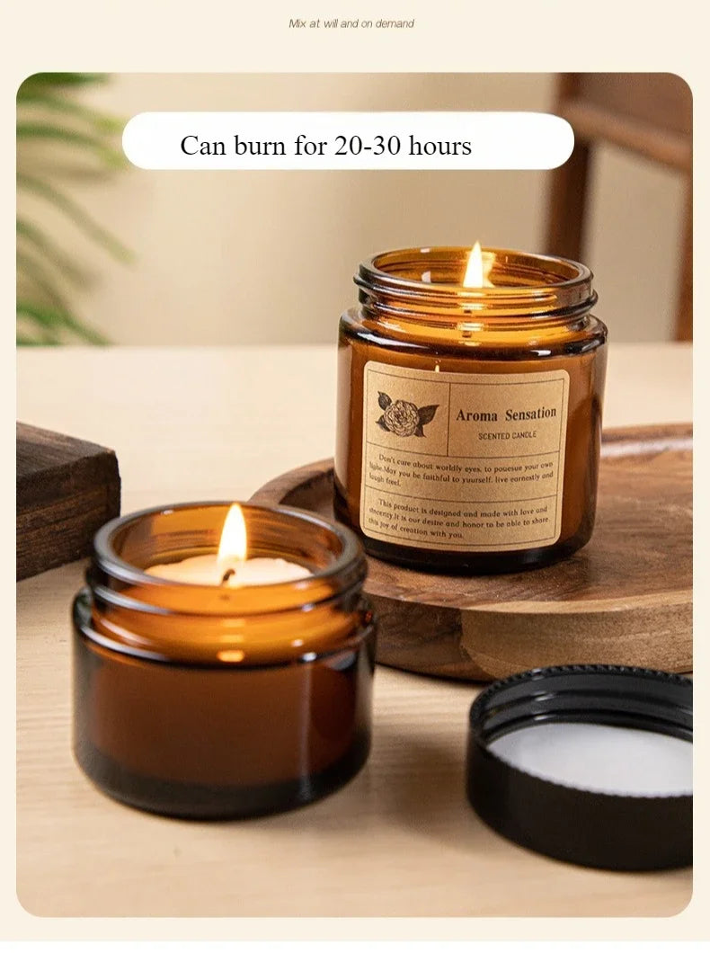 Copo de vidro marrom vela de aromaterapia sem fumaça vela de cera perfumada para decoração de casa aniversário dia dos namorados presente de natal frasco de vidro