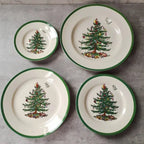 Coleção Pinheiro de Natal: Porcelana Clássica em Branco e Verde