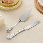 Kit Pá e Faca para Bolo Vintage: Aço Inox com Cabo Barroco