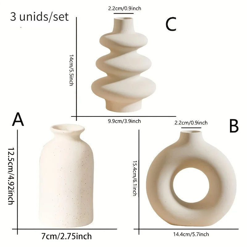 Conjunto de 3 vasos boêmios de cerâmica