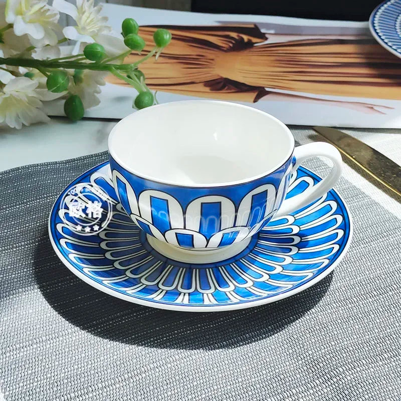 Estilo europeu simples e luxuoso selo azul prato de jantar ocidental bife decoração chá da tarde dim sum bolo talheres