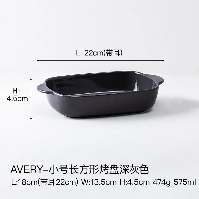 Travessa retangular de cerâmica