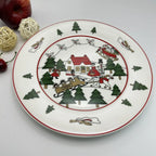 Coleção de Pratos Natalinos: Porcelana Ilustrada com Cenas de Inverno