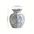 Vaso Cerâmico Clássico Azul e Branco Pintado à Mão