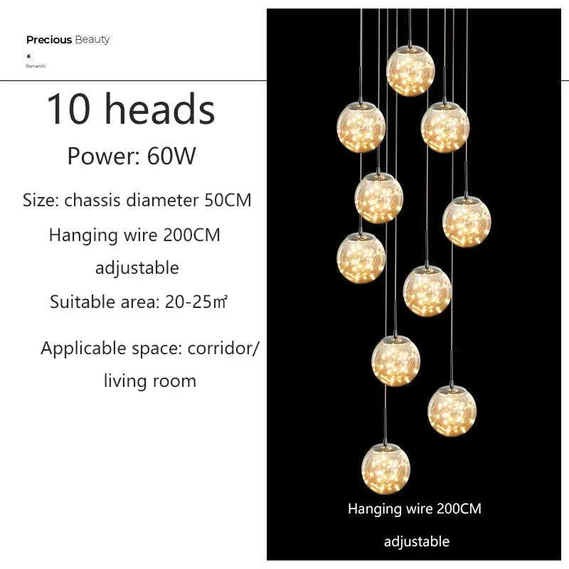 Lustre Longo Estilo "Céu Estrelado" Luxo