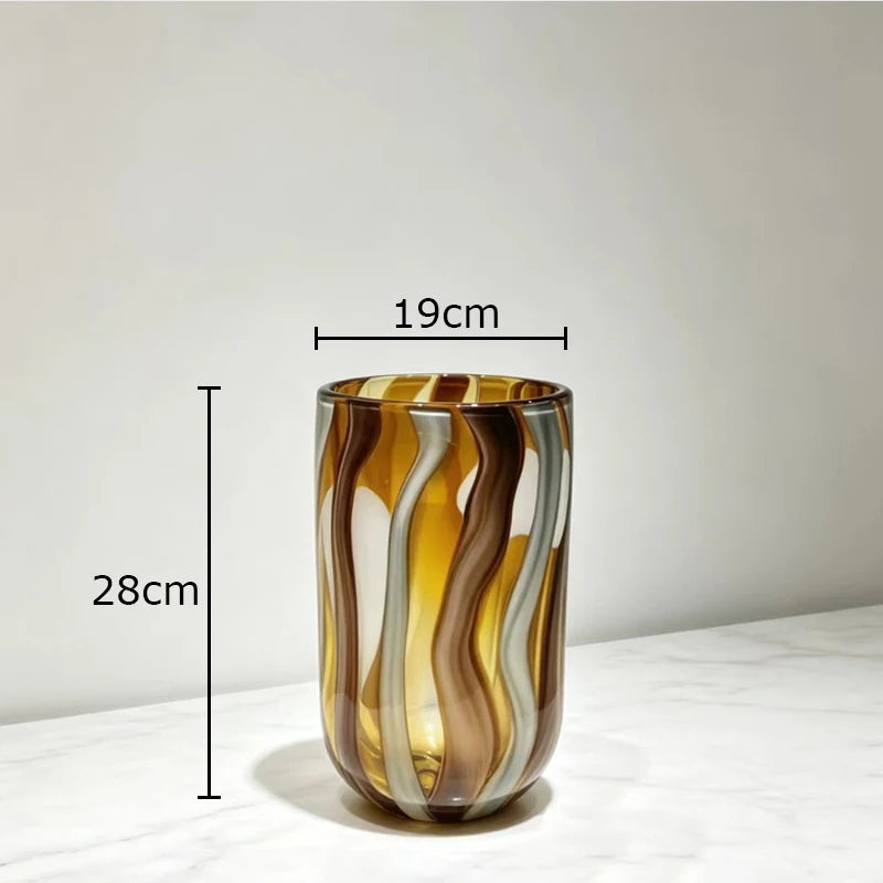 Vaso de Vidro com Listras Coloridas