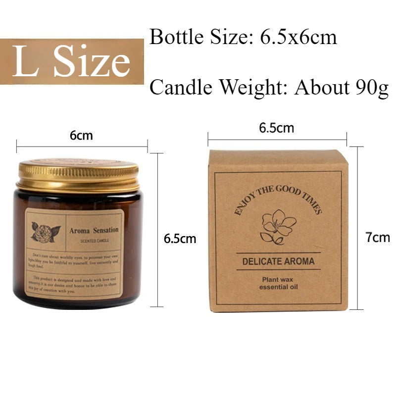 Copo de vidro marrom vela de aromaterapia sem fumaça vela de cera perfumada para decoração de casa aniversário dia dos namorados presente de natal frasco de vidro