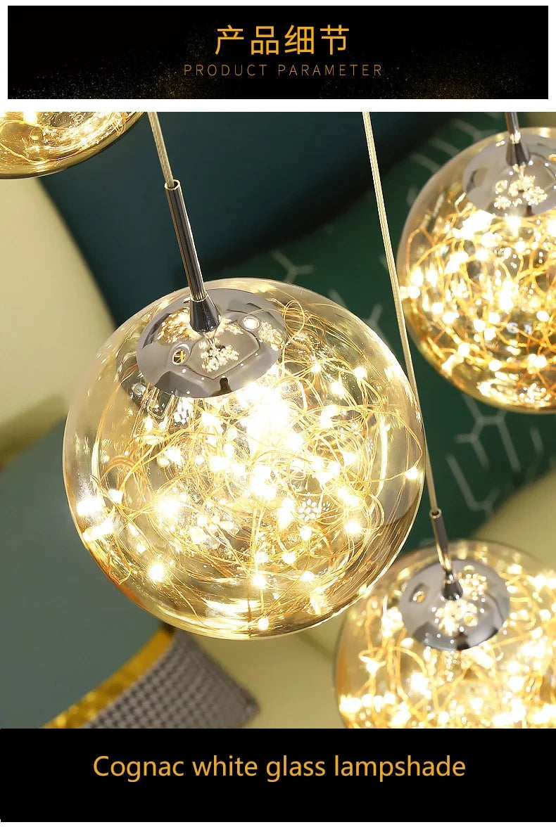 Lustre Longo Estilo "Céu Estrelado" Luxo