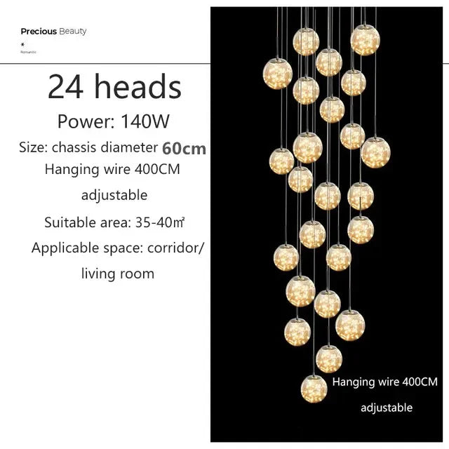 Lustre Longo Estilo "Céu Estrelado" Luxo