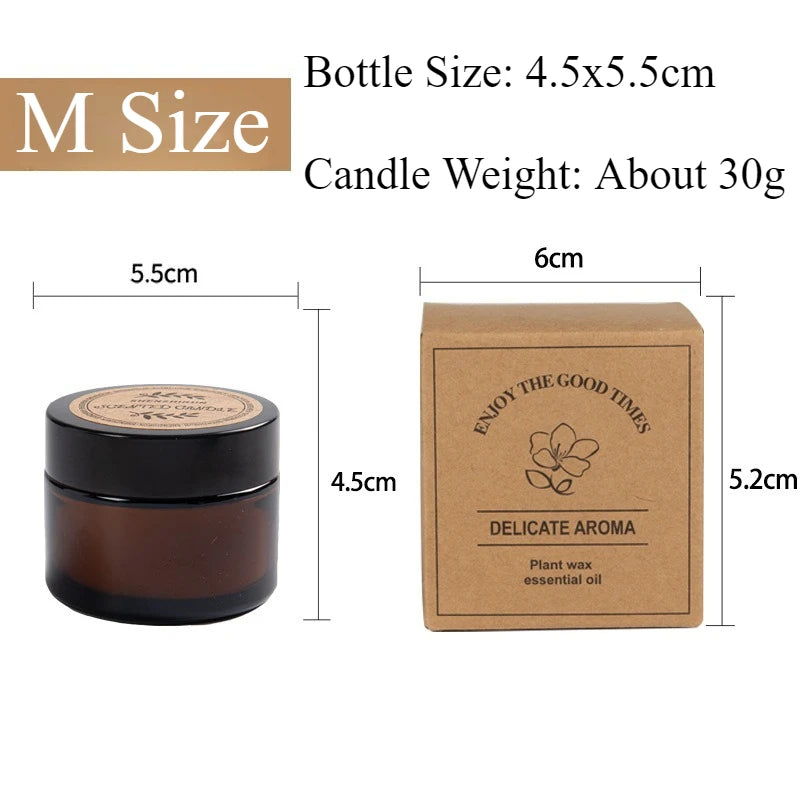 Copo de vidro marrom vela de aromaterapia sem fumaça vela de cera perfumada para decoração de casa aniversário dia dos namorados presente de natal frasco de vidro