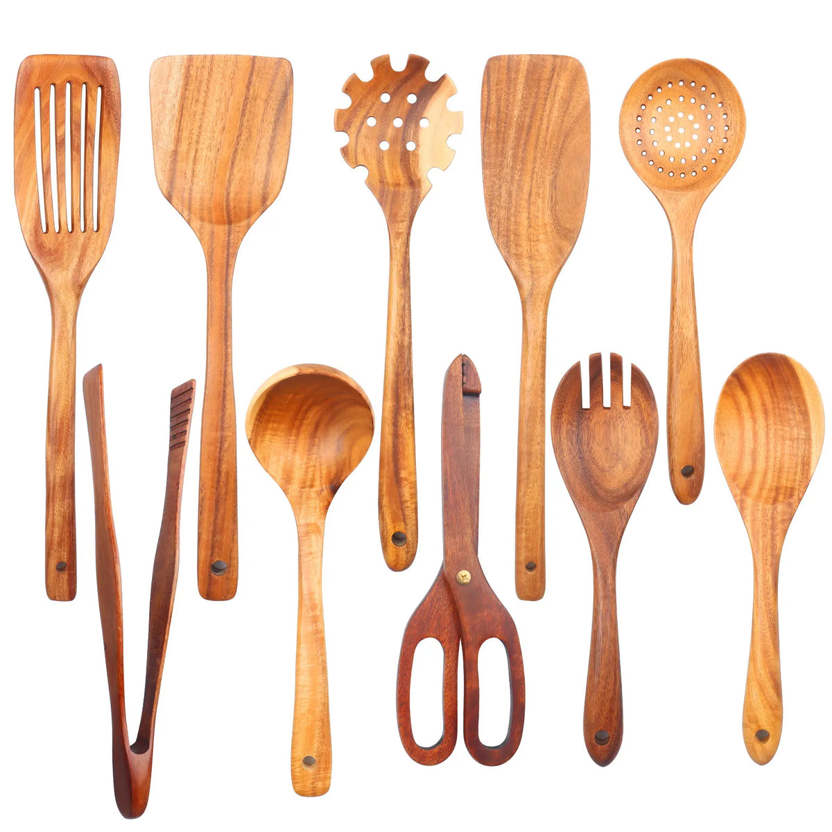 Kit Utensílios de Madeira Teca: Natural, Artesanal e Feito para Durar