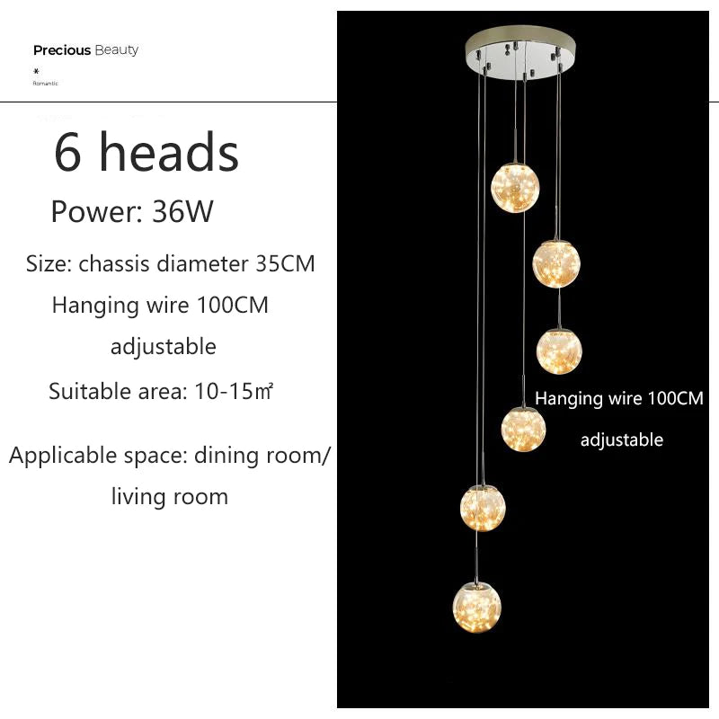 Lustre Longo Estilo "Céu Estrelado" Luxo