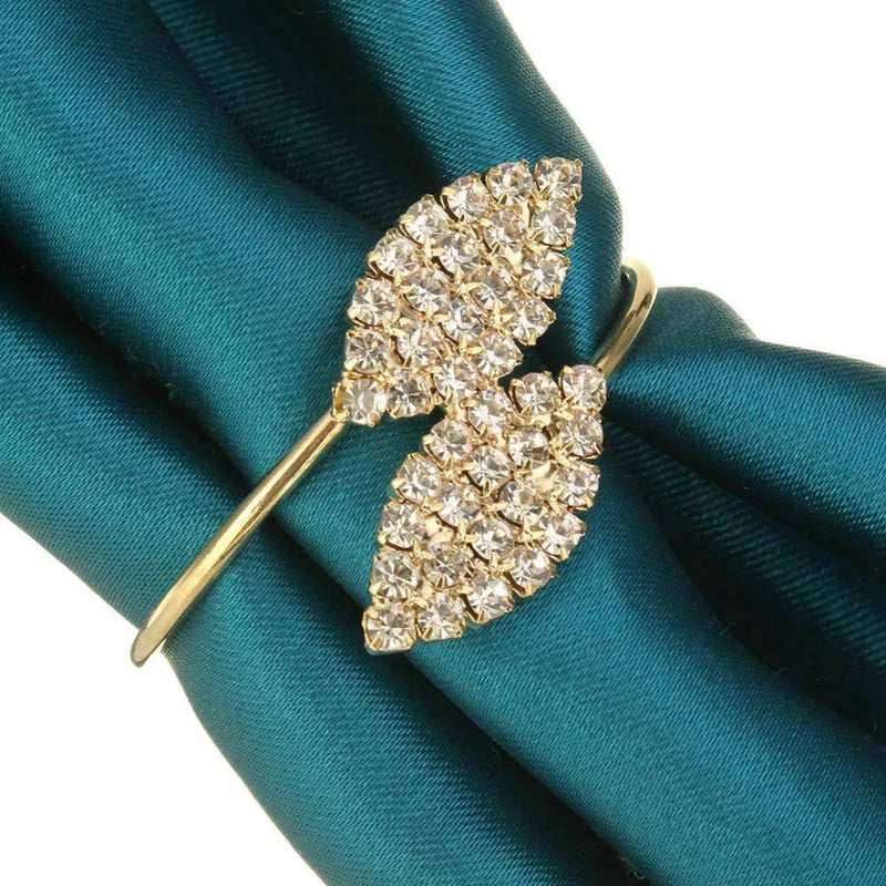 Porta-Guardanapo Folhas de Cristal: Brilho Dourado para Mesas Inesquecíveis