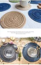 Estilo nórdico fio de algodão jantar placemat redondo ramie tecido copo esteira placa de isolamento térmico anti-queimadura antiderrapante coaster copo esteira