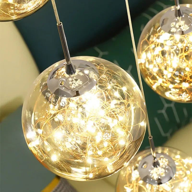 Lustre Longo Estilo "Céu Estrelado" Luxo