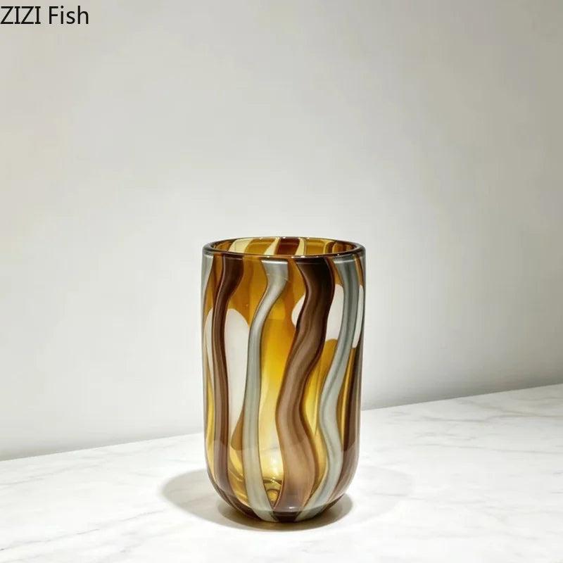 Vaso de Vidro com Listras Coloridas