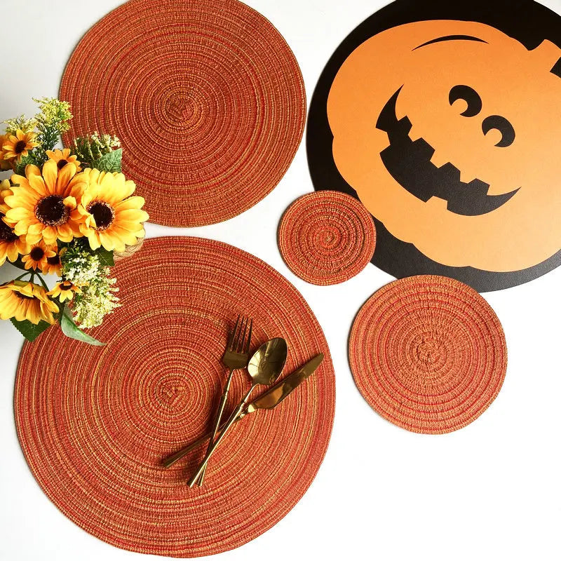 Estilo nórdico fio de algodão jantar placemat redondo ramie tecido copo esteira placa de isolamento térmico anti-queimadura antiderrapante coaster copo esteira