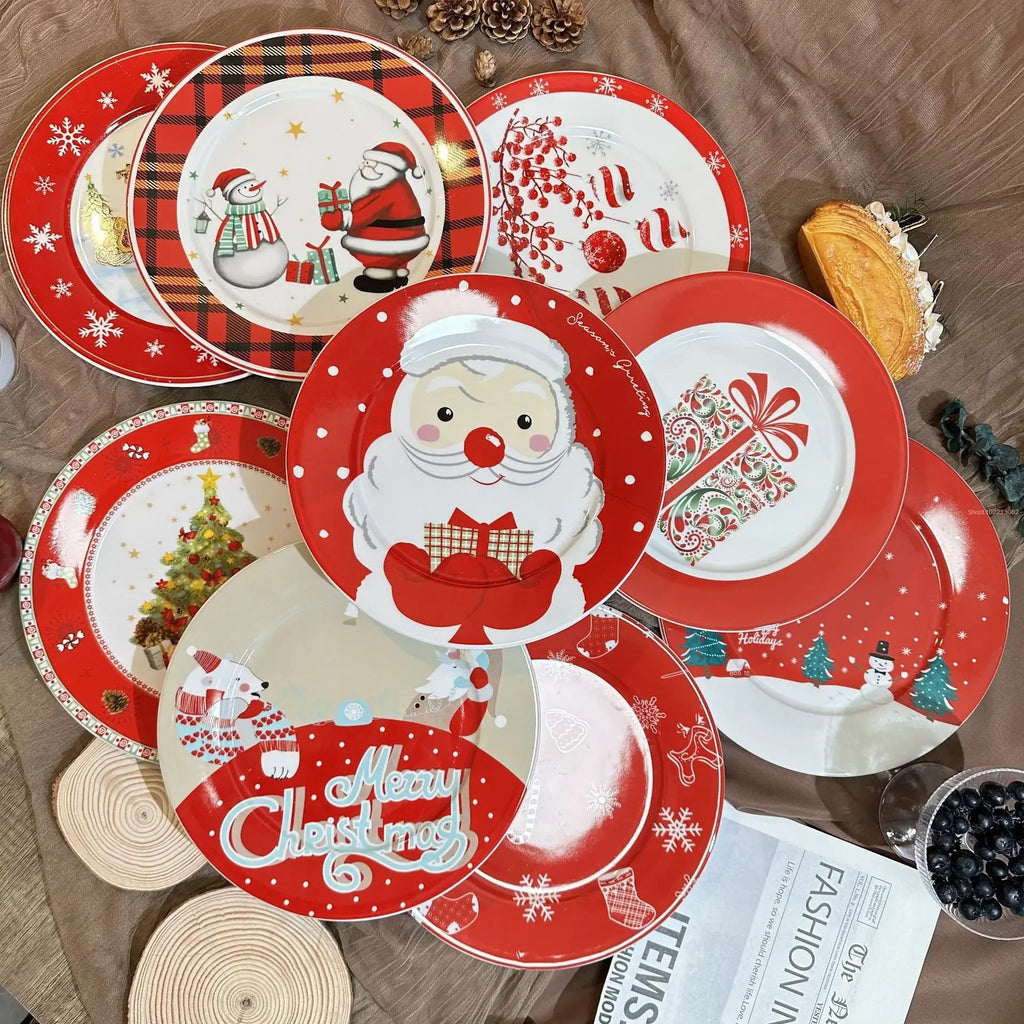 Coleção de Pratos Natalinos: Porcelana Ilustrada com Cenas de Inverno