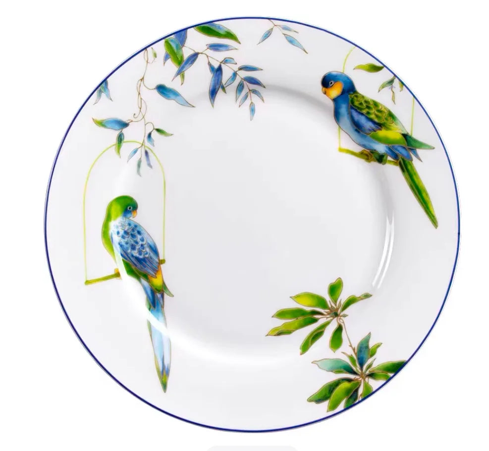 Jogo de jantar de porcelana papagaio
