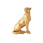 Par de Onças Douradas: Escultura Texturizada em Dourado Metálico