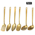Kit Utensílios Dourados: Aço Inoxidável Premium para Cozinha de Chef
