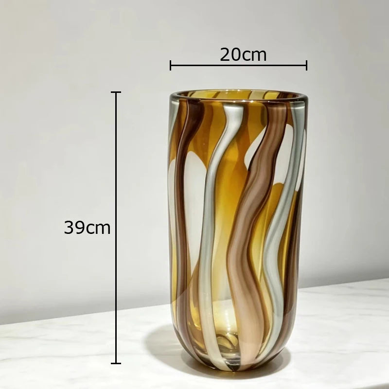 Vaso de Vidro com Listras Coloridas