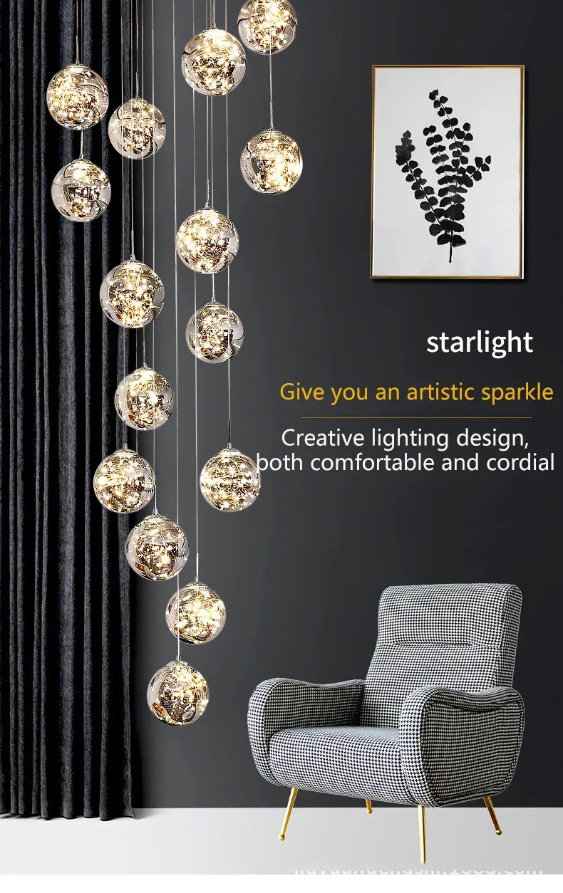 Lustre Longo Estilo "Céu Estrelado" Luxo
