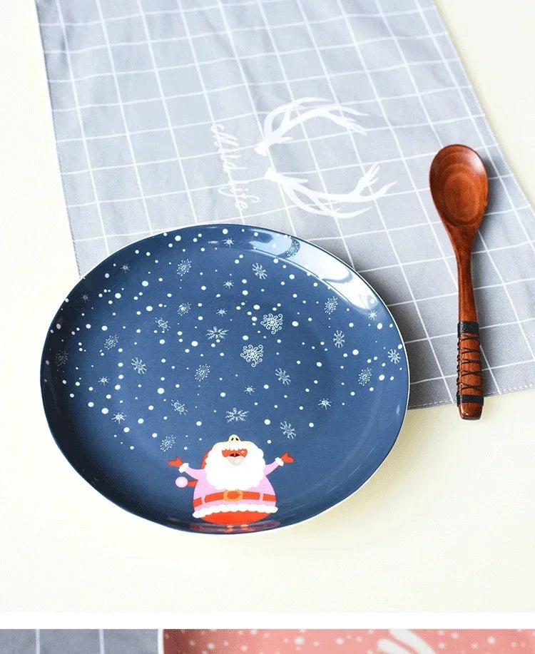 Coleção de Pratos Natalinos: Porcelana Ilustrada com Cenas de Inverno