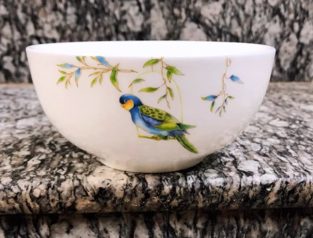 Jogo de jantar de porcelana papagaio