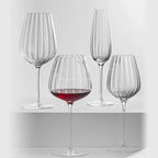 Taça de Vinho Tinto em Cristal Transparente com Ondulação Nórdica