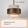 Luminária Pendente Estilo Lustre com Detalhe em Pedra e Madeira