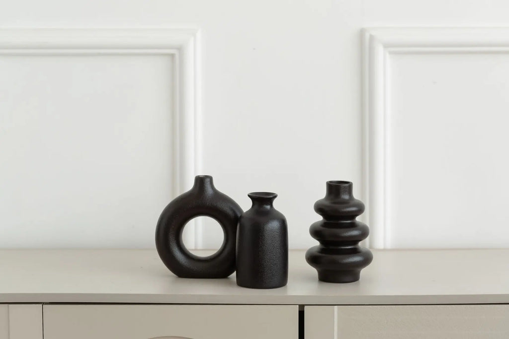 Conjunto de 3 vasos boêmios de cerâmica